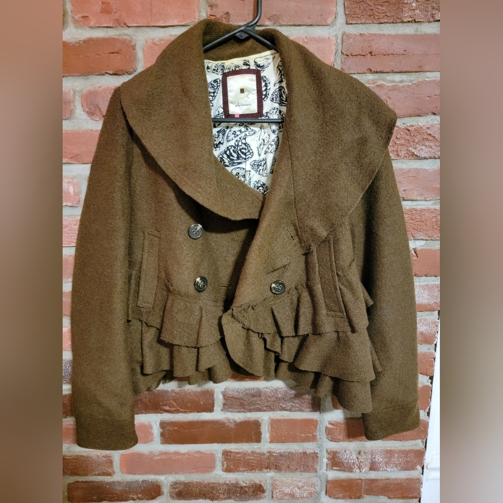 Elevenses Anthropologie Size 2 Womens Ruffle Coat Adorable Size 2